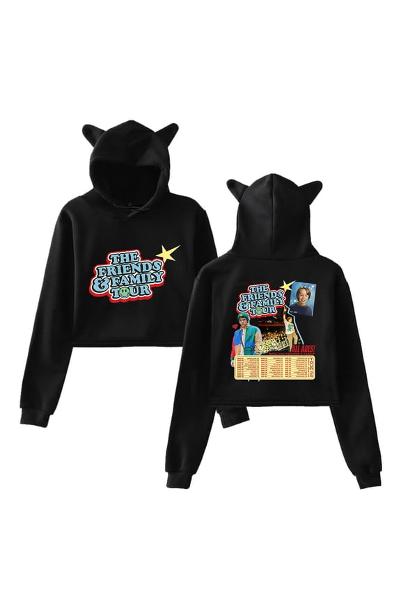 Connor Price Merch The Friends & Family Tour Girl's Cute Cat Ear Cropped Pullover Hoodie Hooded Sweatshirt