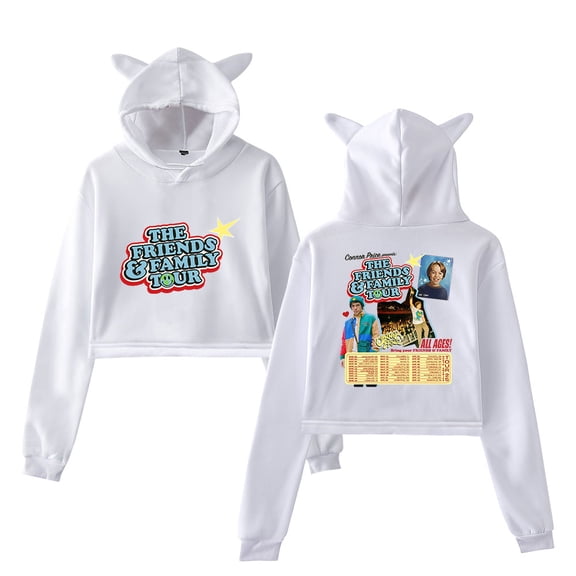 Connor Price Merch The Friends & Family Tour Girl's Cute Cat Ear Cropped Pullover Hoodie Hooded Sweatshirt