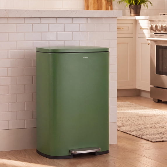 Connor Rectangular 13.2 Gallon (50L) Trash Can with Soft-Close Lid and FREE Mini Trash Can, Pine Green