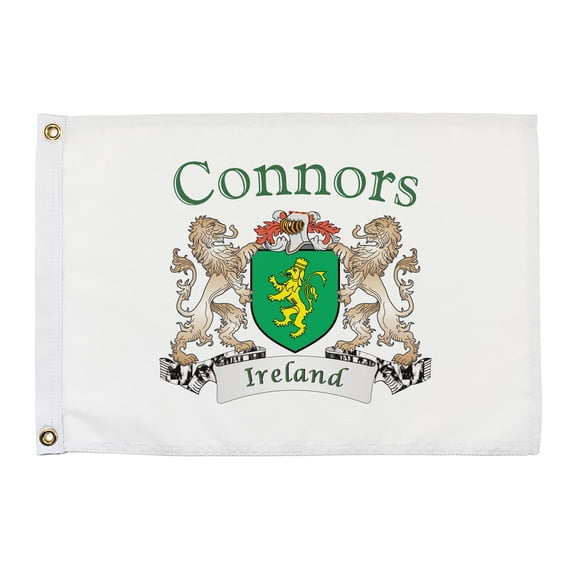 Connors(Kerry) Irish Coat of Arms Small White Flag - 16"x10.5" inches