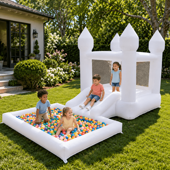 Connsann Inflatable Bounce House With Ball Pool and Air Blower for Kids, Indoor and Outdoor, Endless Fun
