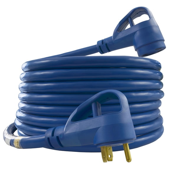 Conntek 14361 25ft 30 Amp RV Extension Cord, Heavy Duty 10/3 Gauge STW Power Cable, Blue, NEMA TT-30P to TT-30R, Weatherproof, UL Listed