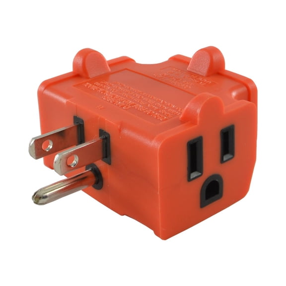 3-Way Outdoor Outlet Splitter Adapter, 3-Prong Grounded Plug, Heavy Duty Vinyl, 15A 125V 1875W, ETL Listed Wall Outlet Expander Triple Plug Extender