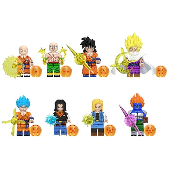 Connue 8PCS/Set Dragon Ball Z Minifigures Building Blocks Toys, Goku,Goku Blue,Gohan,Super Saiyan God Goku,Colin,Android 17 & More Dragon Ball Z Collectible Characters Action Figures for Fans