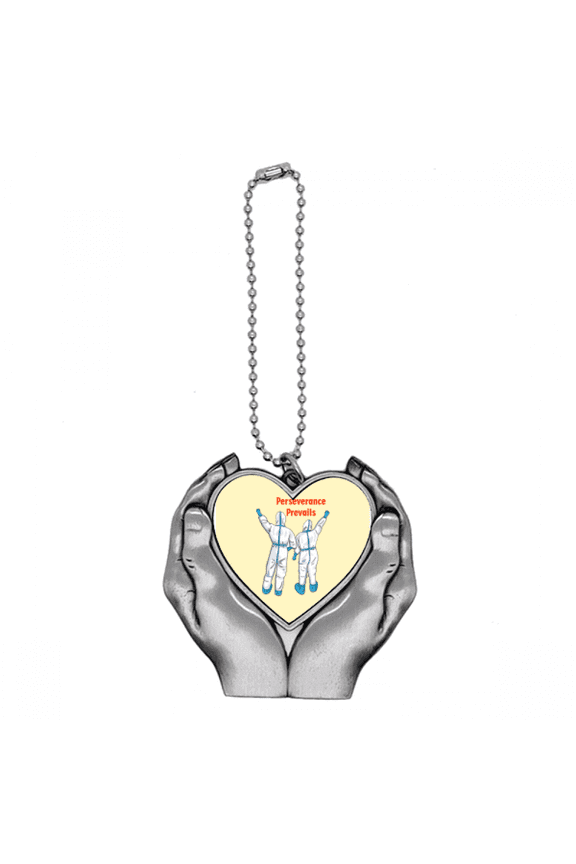 Conquer Disease Triumph Over Illness Car Keychain Heart Pendant Ornament Charm