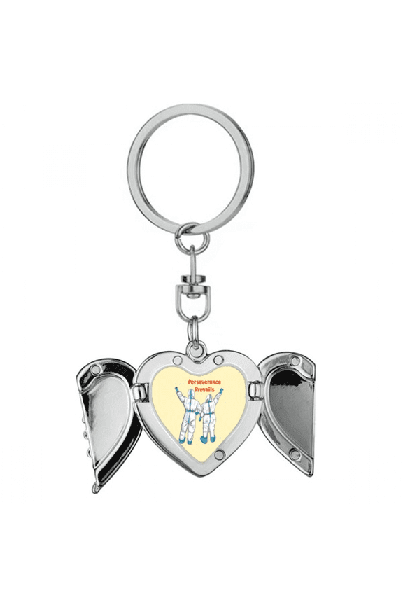 Conquer Disease Triumph Over Illness Heart Angel Wing Key Chain Holder