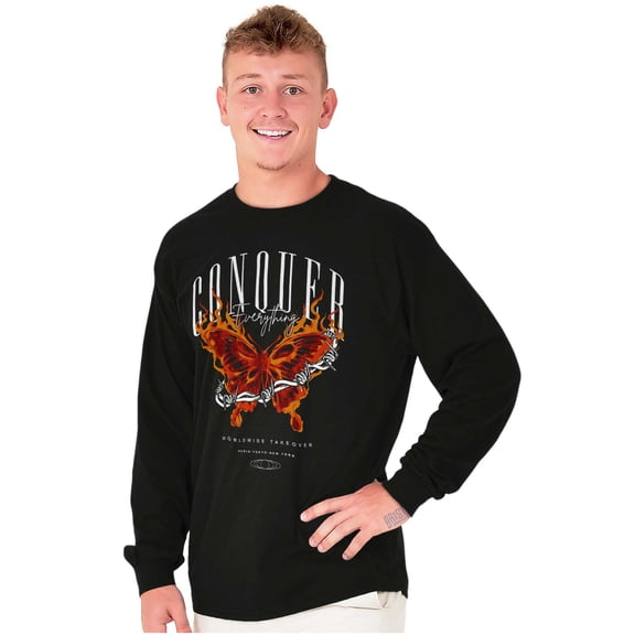 Conquer Everything Takeover Butterfly Long Sleeve TShirt Men Women Brisco Brands S