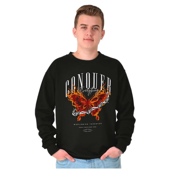 Conquer Everything Takeover Butterfly Unisex Plus Fleece Graphic Sweatshirt Brisco Brands 2X