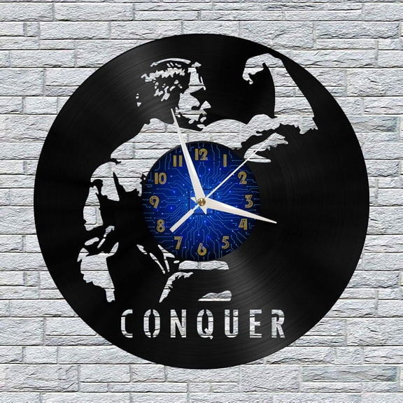Conquer Muscle Workout 12 Inch Vinyl Record Wall Clock - Silent, Creative, and Unique Clock for Living Room, Entryway, or Bedroom Decor - Perfect Gift Idea(12 inchs B without LED)