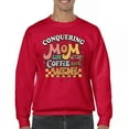 thumbnail image 1 of Conquering Mom Life With Coffee and Wine Sweatshirt Trendy Motherhood Parenting Family Soccer Mama #momlife Crewneck, 1 of 7
