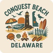 Conquest Beach Delaware Keepsakes Souvenir Vinyl Sticker   Destination Travel Keepsake Collectible 4-Inches Wide