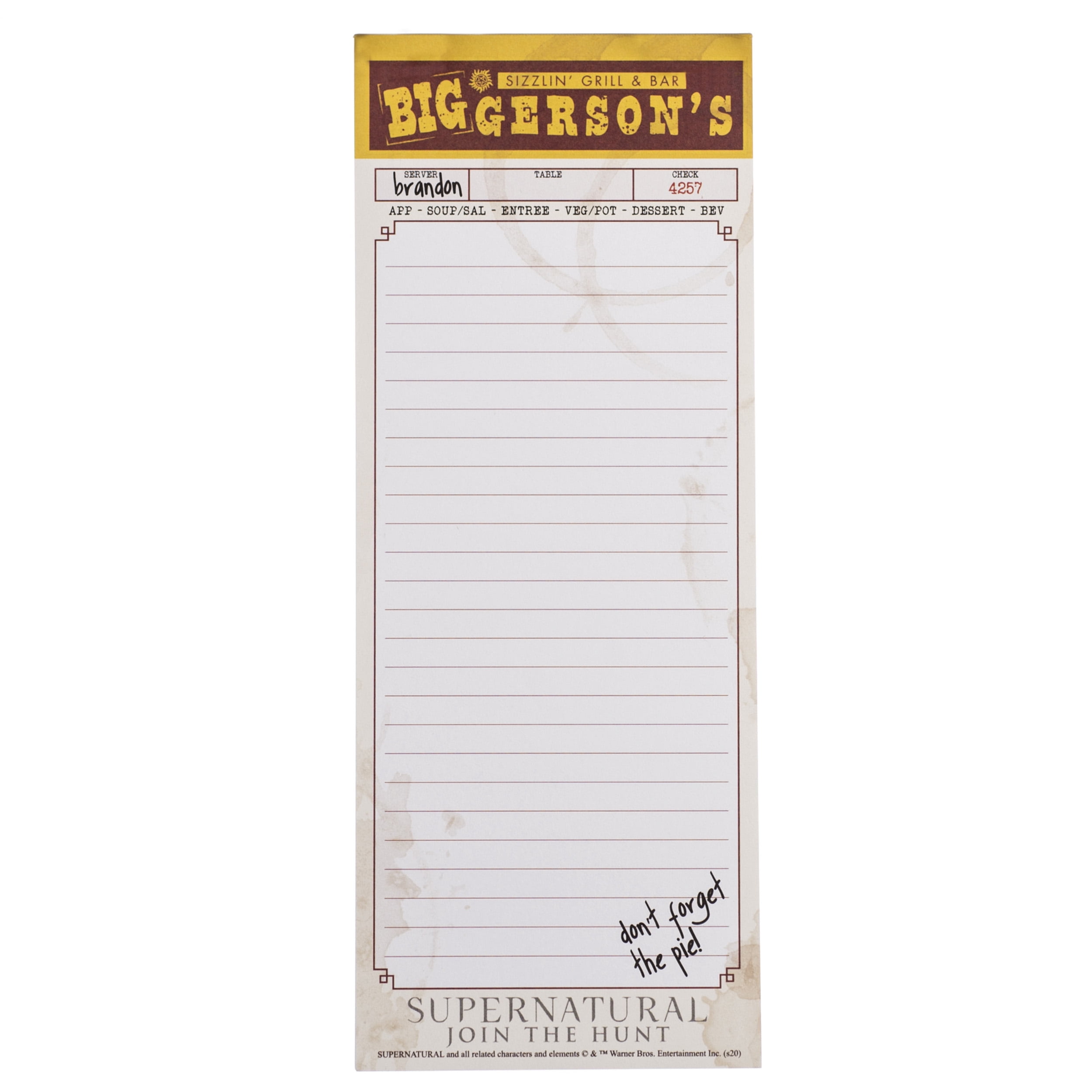Conquest Journals Supernatural Biggerson's List Notepad with Magnet