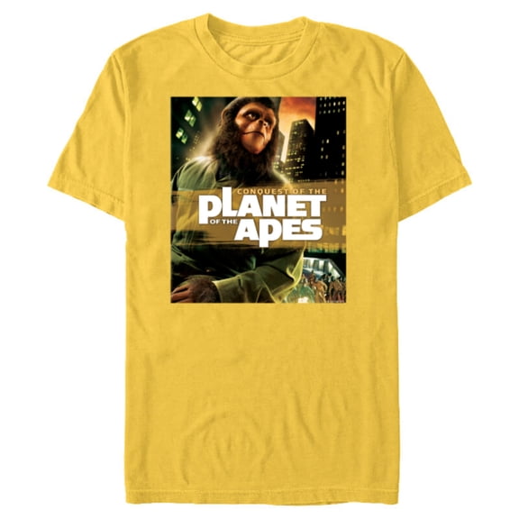 Conquest of the Planet of the Apes 1972 Caesar Movie Poster - Short Sleeve Blended T-Shirt for Adults - Customized-Yellow