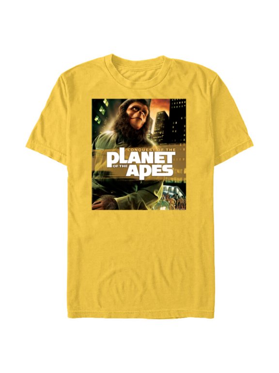 Conquest of the Planet of the Apes 1972 Caesar Movie Poster - Short Sleeve Blended T-Shirt for Adults - Customized-Yellow