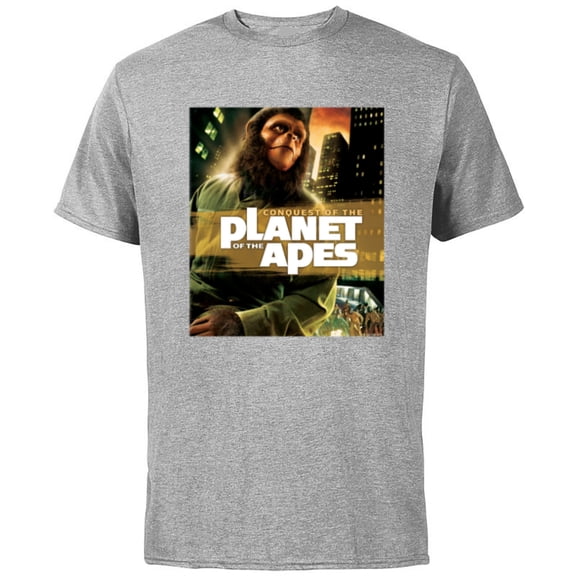 Conquest of the Planet of the Apes 1972 Caesar Movie Poster - Short Sleeve Cotton T-Shirt for Adults - Customized-Athletic Heather