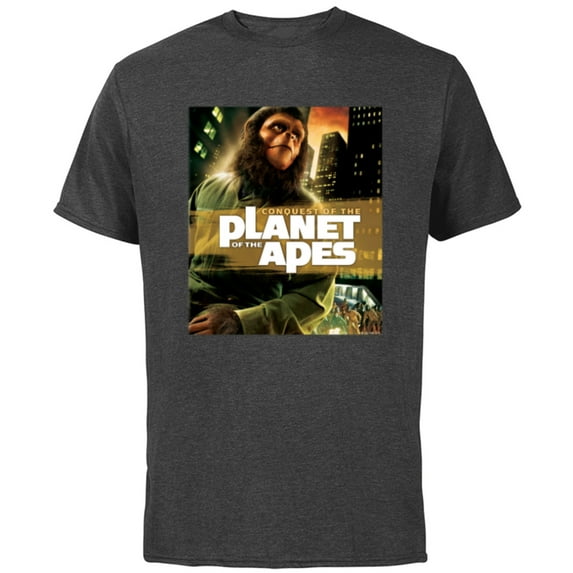 Conquest of the Planet of the Apes 1972 Caesar Movie Poster - Short Sleeve Cotton T-Shirt for Adults - Customized-Charcoal Heather