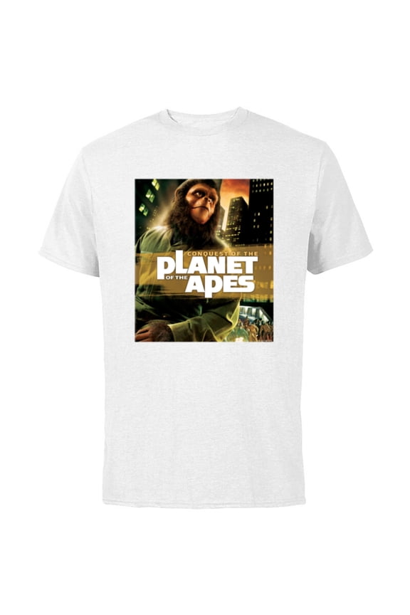 Conquest of the Planet of the Apes 1972 Caesar Movie Poster - Short Sleeve Cotton T-Shirt for Adults - Customized-White