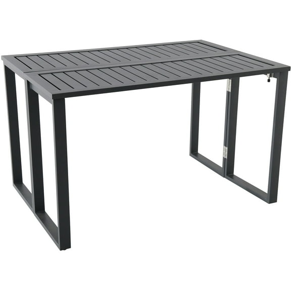 Conrad 31.5" x 46" Folding Outdoor Console Dining Table, Aluminum Frames , Gray, All-Weather - CONDNSQTBL