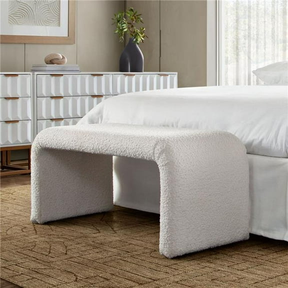 Conrad Accent Bench in Ivory Boucle Fabric by Diamond Sofa