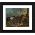 thumbnail image 1 of Conrad Gessner 18x15 Black Ornate Wood Framed Double Matted Museum Art Print Titled - Stop at an Inn (1785), 1 of 5
