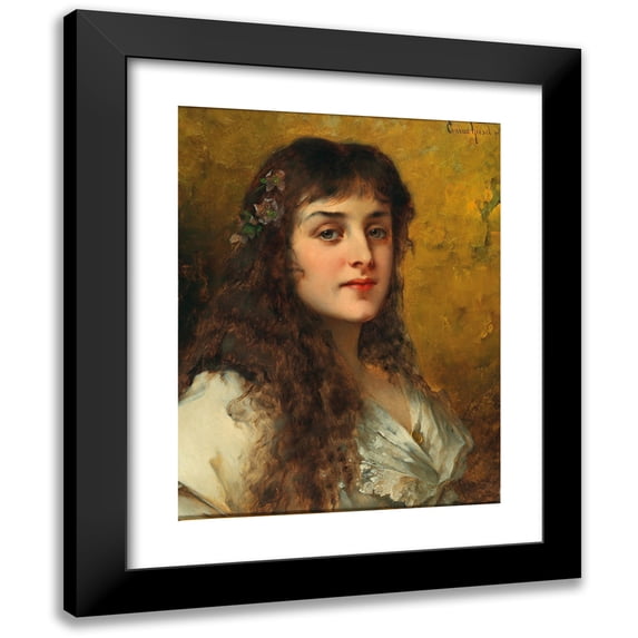 Conrad Kiesel 15x18 Black Modern Framed Museum Art Print Titled - Portrait of a Lady with Snow Lilies in the Hair