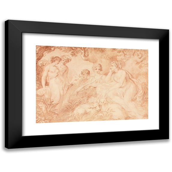 Conrad Martin Metz 18x14 Black Modern Framed Museum Art Print Titled - Shepherds and Shepherdesses (1789)