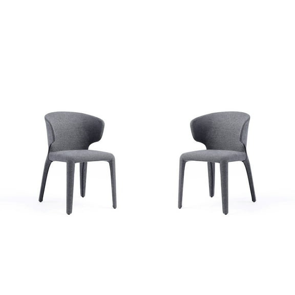 Manhattan Comfort Conrad 17.3" Tweed/Metal Dining Chair in Gray (Set of 2)