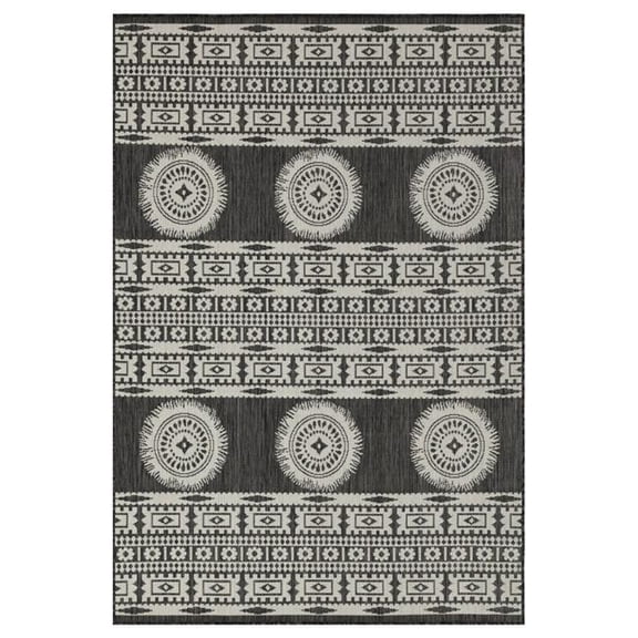 Conrad Trading HAR2023 5x7 5 ft. 3 in. x 7 ft. 3 in. Harmony Indoor & Outdoor Flat Weave Rectangle Area Rug, Anthracite