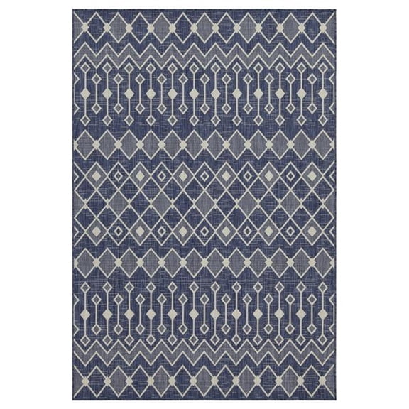 Conrad Trading HAR2019 5x7 5 ft. 3 in. x 7 ft. 3 in. Harmony Indoor & Outdoor Flat Weave Rectangle Area Rug, Blue