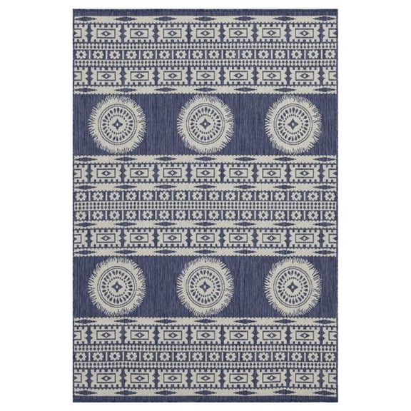 Conrad Trading HAR2022 5x7 5 ft. 3 in. x 7 ft. 3 in. Harmony Indoor & Outdoor Flat Weave Rectangle Area Rug, Blue