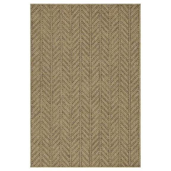Conrad Trading NTL1013 5x7 5 ft. 3 in. x 7 ft. 3 in. Natural Living Jute Indoor & Outdoor Flat Weave Rectangle Area Rug - Mocha, Natural & Light Brown