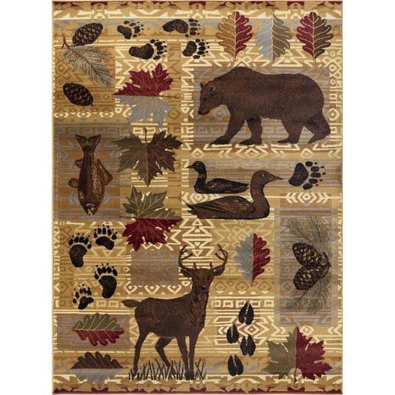 Conrad Trading  7 ft. 10 in. x 10 ft. 3 in. Cabin Life Lodge Machine Made Rectangle Rug, Beige
