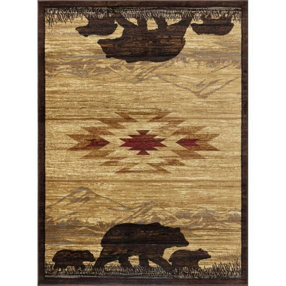 Conrad Trading  7 ft. 10 in. x 10 ft. 3 in. Cabin Life Lodge Machine Made Rectangle Rug, Beige