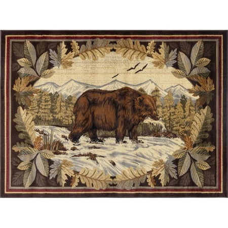 Conrad Trading 7 ft. 10 in. x 10 ft. 3 in. Cabin Life Lodge Machine Made Rectangle Rug, Brown