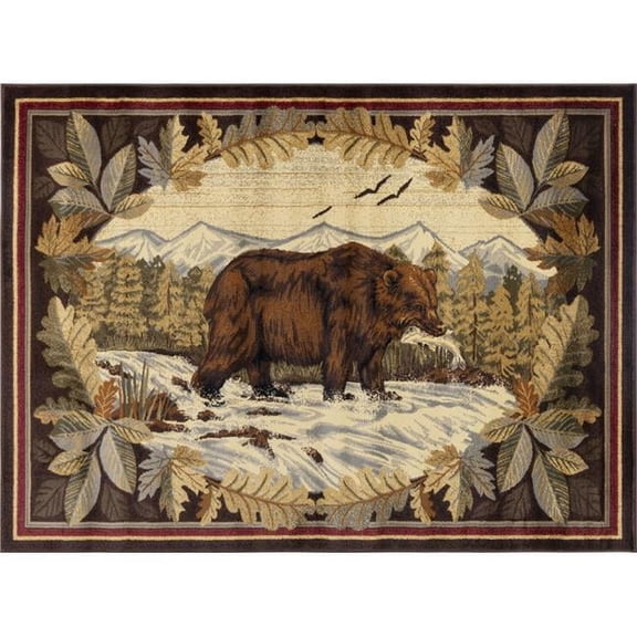 Conrad Trading  7 ft. 10 in. x 10 ft. 3 in. Cabin Life Lodge Machine Made Rectangle Rug, Brown