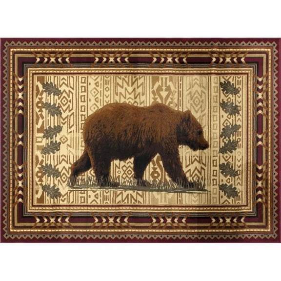 Conrad Trading  7 ft. 10 in. x 10 ft. 3 in. Cabin Life Lodge Machine Made Rectangle Rug, Red