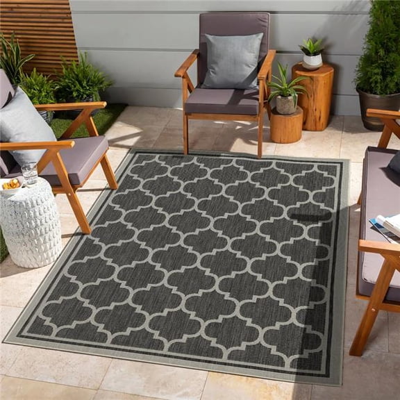 Conrad Trading HAR2005 8x10 7 ft. 10 in. x 10 ft. 3 in. Harmony Indoor & Outdoor Flat Weave Rectangle Area Rug, Anthracite