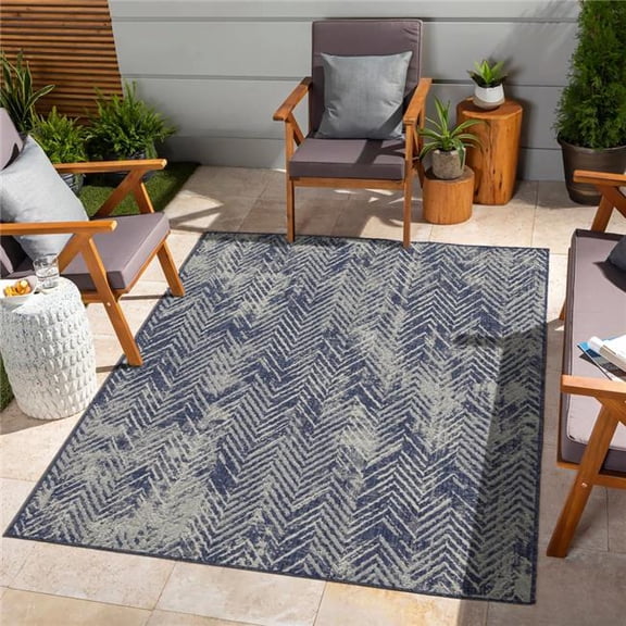 Conrad Trading HAR2010 8x10 7 ft. 10 in. x 10 ft. 3 in. Harmony Indoor & Outdoor Flat Weave Rectangle Area Rug, Blue