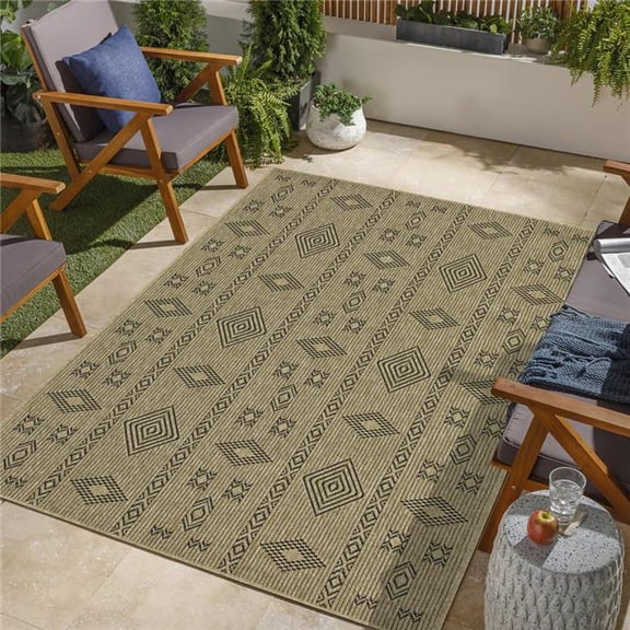 Conrad Trading NTL1001 8x10 7 ft. 10 in. x 10 ft. 3 in. Natural Living Jute Indoor & Outdoor Flat Weave Rectangle Area Rug, Black