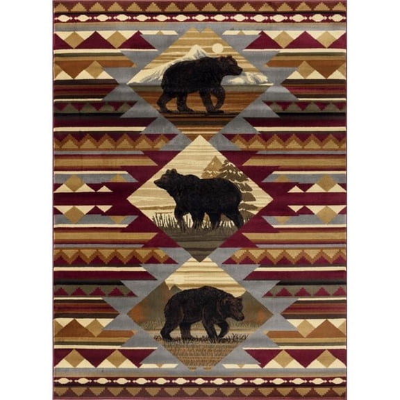 Conrad Trading CBL3001 8x10 7 ft. 10 in. x 10 ft. 3 in. Cabin Life Lodge Machine Made Rectangle Rug, Red