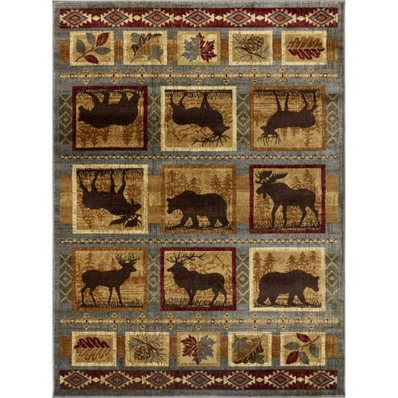Conrad Trading CBL3004 5x7 5 ft. 3 in. x 7 ft. 3 in. Cabin Life Lodge Machine Made Rectangle Rug, Blue