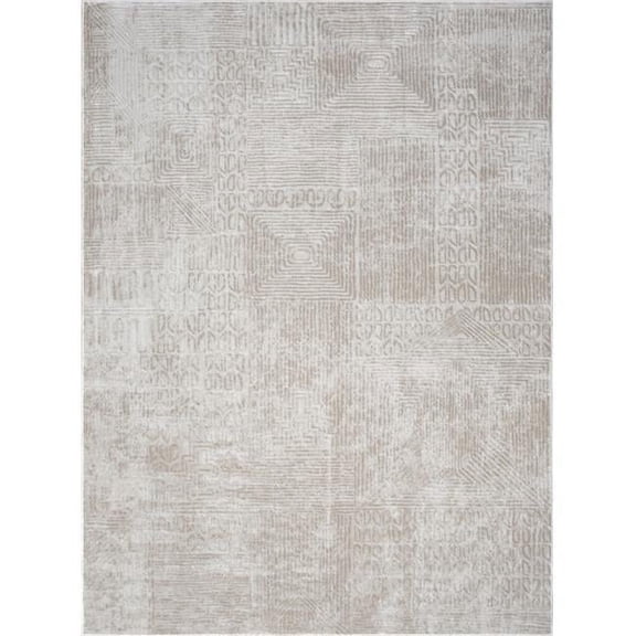 Conrad Trading CNC6008 5x7 5 ft. 3 in. x 7 ft. 3 in. Concepts Abstract Machine Made Rectangle Rug, Beige