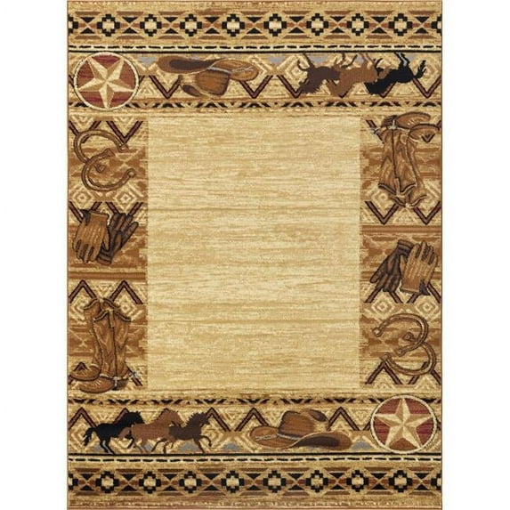 Conrad Trading YLS4011 5x7 5 ft. 3 in. x 7 ft. 3 in. Yellowstone Western Machine Made Rectangle Rug, Beige