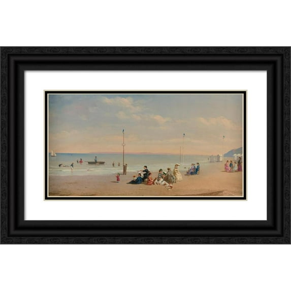 Conrad Wise Chapman 18x11 Black Ornate Wood Framed Double Matted Museum Art Print Titled - A Day at the Beach (1878)