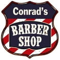 thumbnail image 1 of Conrad's Barber Shop Sign Shield Metal Gift Hair Gift 211110020459, 1 of 1