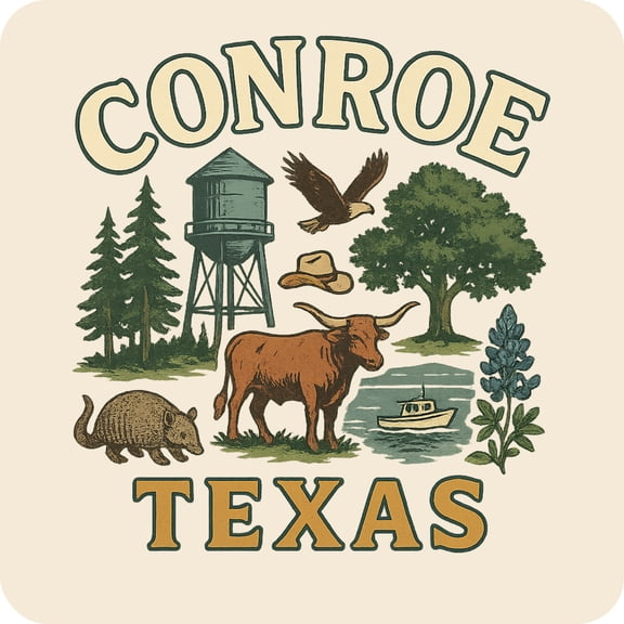 Conroe Texas Keepsakes Souvenir Vinyl Sticker – Destination Travel Keepsake Collectible (3-Inches Wide)