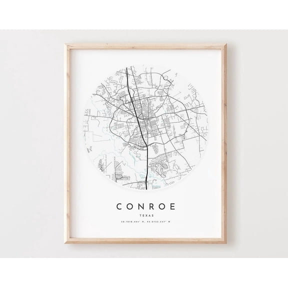 Conroe Texas Map Wall Art Print