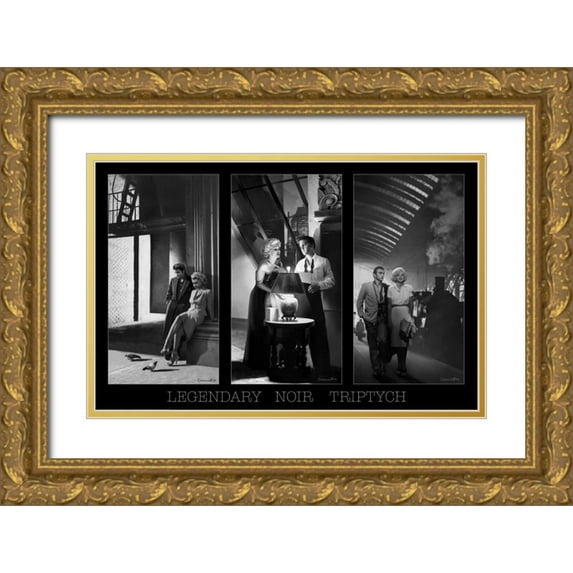 Consani, Chris 32x22 Gold Ornate Wood Framed with Double Matting Museum Art Print Titled - Legendary Noir Triptych W Border