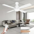 thumbnail image 1 of Consciot 52" Ceiling Fan with Light, Low Profile Ceiling Fan 6-Speed Reversible DC Motor, Remote Control, 4 Double Finish Blades, Flush Mount, 1 of 9