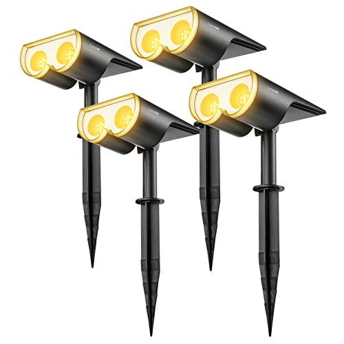 Consciot OC-GL-034B Dusk-to-Dawn 16 LED Landscape Spotlights, 650LM IP67 Waterproof Solar Powered Outdoor, Wireless Wall Light for Garden Yard Patio Walkway, 4 Pack, Warm White 3000K